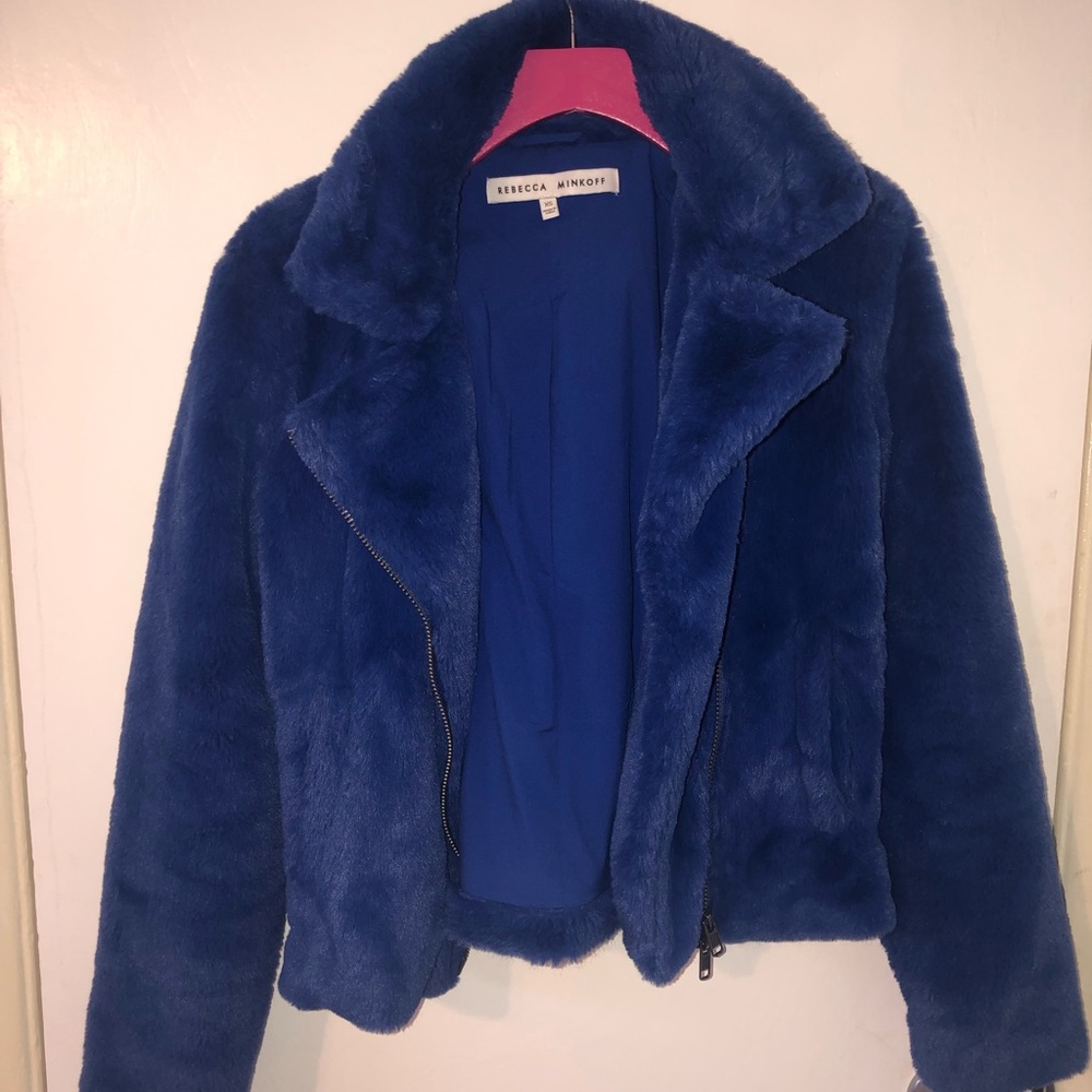 Rebecca Minkoff faux fur blue jacket